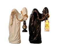 XIUCAI Lanterne Fantôme Sorcier Décor, Résine Verre 20.5x12.3x6.4cm, Lumière d'Ambiance, pour Maison Décoration Saisonnière Halloween,Set