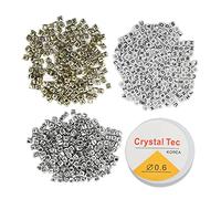 Xiuganpo 600Pcs Perles Lettres avec Fil de Pêche pour Fabrication de | Perles Alphabet argent or , perles artisanales en plastique pour Bracelets, jouets de Coordination œil-main, artisanat