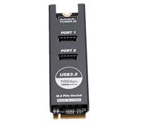 Xiuganpo Adaptateur M.2 NVMe vers Type E, Double Ports USB 3.2 10Gbps | Boîtier en alliage d\'aluminium, connecteur plaqué or, PCB à 4 couches, adaptateur d\'en-tête de panneau avant pour PC de