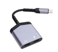 Xiuganpo Adaptateur USB C vers Type C, Hub de Charge Rapide PD 2 en 1 avec Puissance de 60 W, Adaptateur pour écouteurs Filaires, 15,