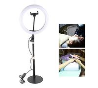 Xiuganpo Anneau Lumineux LED Haute luminosité, Lumière de Remplissage Douce pour Diffusion en Direct, Salon de beauté, Tatouage, Couleur Noire 3200 K-5600 K, 120 Perles de Lampe LED, Puissance 8 W