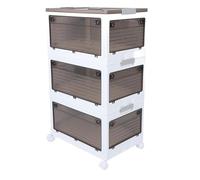 Xiuganpo Bacs de Rangement Pliables Transparents avec Roue, Conteneur de Rangement Portable Empilable et Pliable pour économiser de L'espace dans le Placard (3 couches M(66x45x1 7cm/26x17,72x6,69