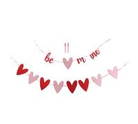 Xiuganpo Bannière de Saint Valentin, Coeurs Roses Rouges Brillants, Bannière de Coeur de Unique, Décor de Fête Romantique avec des Trous Pré-perforés pour le Ruban pour le Mur de la Maison de Fête