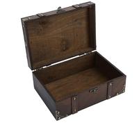 Xiuganpo Boîte de Rangement Décorative en Bois Vintage avec Serrure, Coffre au Trésor de Style Rétro pour la Décoration du Salon (6282-2302)