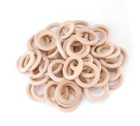 Xiuganpo Boucle d'artisanat en Bois, 50 PCS Anneaux de Travail du Bois Sélection de Cadeaux Pratiques Surface Inachevée pour le Commerce en pour les Enfants