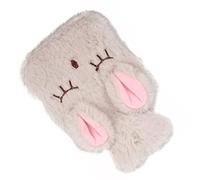 Xiuganpo Bouillotte à Motif de Lapin Mignon avec Housse en Peluche, Antidéflagrante pour les Douleurs Musculaires et les Crampes, pour le Cou, les Mains, les Pieds, L'abdomen, Matériau PVC (Beige)