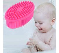 Xiuganpo Brosse Sensorielle en Silicone pour Enfants pour le Développement Psychologique, Brosse de Massage en Silicone Souple pour le Massage du Cuir Chevelu, Bain pour Enfants Rouge Rose (Rose