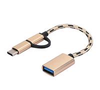 Xiuganpo Câblage de Transfert OTG de Type C 2 en 1, Connecteur USB Haute Vitesse pour Téléphone Portable et Tablette USB3.0, 2 Pièces pour Les Voyageurs (Gold)