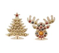 Xiuganpo Calendrier de l' en Bois, Calendrier de Compte à Rebours de Noël Fait à la Main à 25 Trous, de Compte à Rebours de Vacances avec Motif d'arbre en Bois Naturel pour les Activités de (Tigre