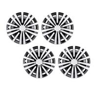Xiuganpo Capuchons de Centre de Roue Universels de 16 Pouces, Ensemble de Protection de Jante de Roue R16 élégant pour Altima, en ABS, Paquet de 4 pour Voitures, Camions, SUV (Argent Noir)