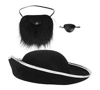 Xiuganpo Chapeau de Pirate avec Moustaches Factices et Cache-Œil pour