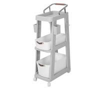 Xiuganpo Chariot Utilitaire Organisateur Coulissant Mobile, Organisateur de Rangement Mobile Simple et élégant pour Bureau, Salon et Cuisine (Gris à 3 Niveaux)