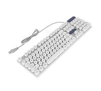 Xiuganpo Clavier de Jeu 104 Touches USB Filaire Lumière Respiratoire Colorée pour Ordinateur de Bureau et Ordinateur Portable Ergonomique (Blanc Punk)