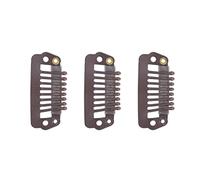 Xiuganpo Clips de Perruque en Acier Inoxydable, Peigne à Pression, Durable, 8 Dents, 50 Pièces, pour Extension de Cheveux, Connexion de Perruque, Salon de Coiffure à Domicile (Marron foncé)