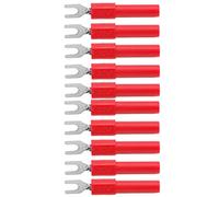 Xiuganpo Connecteur de Fil de Fourche Durable, Connecteur de Fil de Fourche de Type U, Borne à Sertir électrique pour Test Multimètre, Matériau en Cuivre Rouge, 10 Pièces (rouge)