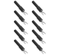 Xiuganpo Connecteur de Fil de Fourche Durable, Connecteur de Fil de Fourche de Type U, Borne à Sertir électrique pour Test Multimètre, Matériau en Cuivre Rouge, 10 Pièces (BLACK)