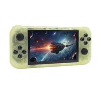 Xiuganpo Console de Jeu Rétro Handheld, 5 Pouces IPS Screen Retro Video Game Console ABS USB C Stand 128 Go pour les Intérieurs (Jaune transparent)