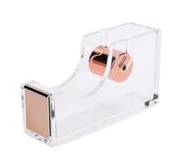 Xiuganpo Dévidoir de Ruban Acrylique avec Cutter, Base Antidérapante élégante, Distributeurs de Ruban Transparent en Vrac, Distributeur de Acrylique Transparent pour Bureau, Maison, (Or Rose)