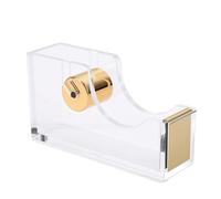 Xiuganpo Dévidoir de Ruban Acrylique avec Cutter, Base Antidérapante élégante, Distributeurs de Ruban Transparent en Vrac, Distributeur de Acrylique Transparent pour Bureau, Maison, (GOLD)