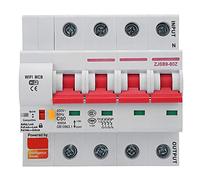 Xiuganpo Disjoncteur Intelligent, Coque Ignifuge 100A AC220V PA66 DSM, Commutateur à Distance APP WiFi Moniteur D'énergie Intelligent Commutateur Compteur pour Appartements et (4P 80A)