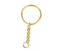 Xiuganpo Durable Golden Polished Key Rings Chains for DIY, 100PCS Metal