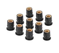 Xiuganpo Écrou de Puits, écrou Captif en Caoutchouc d'isolation des Vibrations à Ajustement Universel, M6 avec 10 Pièces Corps en Caoutchouc Insert en Laiton pour Corps de Pare-brise de Moto ATV