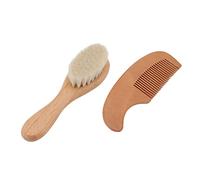 Xiuganpo Ensemble Brosse à Barbe Professionnelle et Brosse à Cheveux de bébé, en Poils de Chèvre Naturels avec Manche en Bois pour Soins Capillaires de bébé et D'hommes, Bois Composite et Laine
