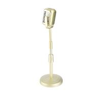 Xiuganpo Ensemble D'accessoires de Microphone de Style Vintage à Haute Simulation avec Une Excellente Finition et Une Base Stable pour la Photographie de Mode Rétro, Hauteur Réglable (Gold)