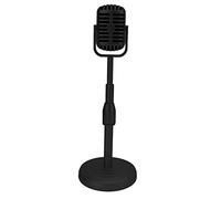 Xiuganpo Ensemble D'accessoires de Microphone de Style Vintage à Haute Simulation avec Une Excellente Finition et Une Base Stable pour la Photographie de Mode Rétro, Hauteur Réglable (Black)