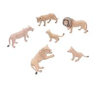 Xiuganpo Ensemble de 6 Modèles de Lions Réalistes, Mini Statue d'animaux, Figurines de la Famille des Lions, Jouet pour Projet Scolaire, Décoration de Gâteau et Jeu Imaginatif, Vinyle Non