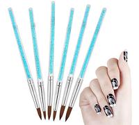 Xiuganpo Ensemble de 6 Pinceaux Exquis pour Nail Art pour la Peinture, la Sculpture et le Dessin de Motifs de Fleurs, Brosses à Cheveux en Nylon Bleu pour la Maison et le Salon de Manucure, Matériau