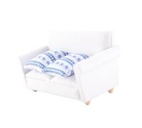 Xiuganpo Ensemble de canapé Miniature pour Maison de Poupée, Mini Meubles Durables et Mignons pour Bricolage, pour Décoration de Salon de Maison de Poupée, Matériau en Bois et en Coton (Canapé