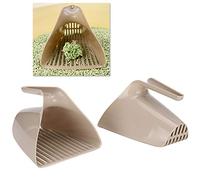 Xiuganpo Ensemble de Pelles à Litière pour Chat, Outil de Nettoyage Ergonomique en Plastique pour Utilisation Quotidienne des Toilettes pour Chat, 2 Pièces, 6,3x5,1x4,3 Pouces (Brun Clair)