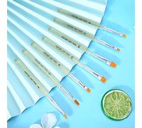 Xiuganpo Ensemble de Pinceaux D'art D'ongle Stylo de Gel UV de Dessin de Modèle de Paillettes Exquis pour le Salon de Manucure Professionnel 7 Pièces Brosses en Nylon de Poignée Transparente pour le