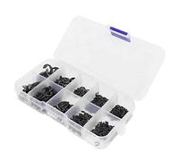 Xiuganpo Ensemble de Rondelles de Circlips E Haute Résistance à la Traction 580 Pièces avec Boîte de Rangement, Fixation Ferme et capacité de Charge élevéE, Matériau en Acier Inoxydable 304 (BLACK)