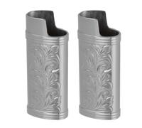 Xiuganpo Étui de Protection pour Briquet en Alliage de Zinc, imprimé Floral 3D Vintage, Ensemble de Boîtier en Métal pour Fumeurs (Grey)