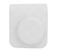 Xiuganpo Étui pour Appareil Photo Vintage à Carreaux en Damier avec Bandoulière pour Mini 12 - Sac de Rangement de Voyage Portable, Housse en Cuir PU - Idéal pour Les Amateurs de Fuji Mini 12 (White)