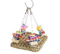 Xiuganpo Hamac tissé en Jonc de Mer pour Oiseaux, pour S'amuser et Jouer dans des Cages à Oiseaux, fabriqué à Partir de Matériaux Naturels, 19x19x22cm