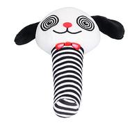 Xiuganpo Hochet à Main en Peluche Doux et Joli Jouet BB pour la Cognition Visuelle et la capacité Pratique de bébé, pour les Bébés de Plus de 1 Mois, Matériau en Velours Cristal (chiot noir et blanc)