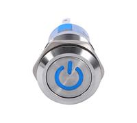 Xiuganpo Interrupteur D'alimentation à Bouton-poussoir à Verrouillage Automatique en Acier Inoxydable étanche à LED pour Usage Industriel 19 Mm 12 V-24 V - Interrupteur à Bouton de Verrouillage (BLUE)