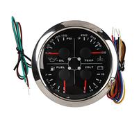 Xiuganpo Jauge Multifonction Universelle 4 en 1, 85mm, pour Camping-car, Bateau, Moto, Tableau de Bord en Acier Inoxydable de Haute Précision (Noir °F/PSI)