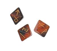 Xiuganpo Jeu de Dés Rune 3 Pièces 8 Faces Outils d'apprentissage de L'astrologie Mystique Colorée pour la Divination Individuelle en Acrylique Durable (Or Noir)