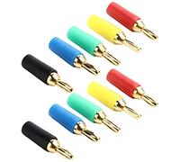 Xiuganpo Jeu de Fiches Banane pour Câble de Haut-Parleur Robuste de 2,5 Mm, Assortiment de 10 Fiches Bananes à Souder en Laiton plaqué Or