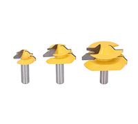 Xiuganpo Jeu de Mèches de Toupie à Tige de 1/2 Pouces, Verrouillage de Joint de Colle à 45 °, Jeu de Coupe-onglet pour le Travail du Bois avec Différentes Tailles, 3 Pièces