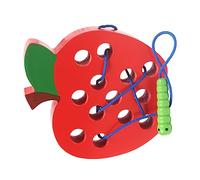 Xiuganpo Jouet D'enfilage de Laçage en Bois pour L'éducation Précoce, Jeu de Voyage Léger, Compact et Durable pour Enfants en Bois Lisse (Modèle de Pomme)