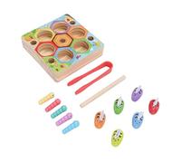 Xiuganpo Jouets de motricité Fine pour Les Tout-Petits, Jeu de Correspondance de Ruche en Bois, Puzzle de des Couleurs avec Pince à épiler et 14 Abeilles pour l'apprentissage Préscolaire de 2 à 4 Ans
