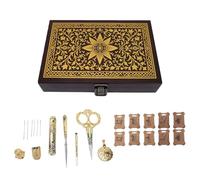 Xiuganpo Kit de Ciseaux à Broder, Outils de Couture Vintage en Acier Inoxydable avec étui, Aiguilles à Coudre, Poinçon, Coupe-fil Bodkin, Planche à Enrouler, pour Travaux Manuels