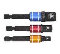 Xiuganpo Kit de Conversion D'adaptateur de Douille Fiable, Tige Hexagonale, Ensemble D'Outils D'extension à Tête Carrée pour Outils électriques et Pneumatiques, Acier au Chrome Vanadium 3 Pièces