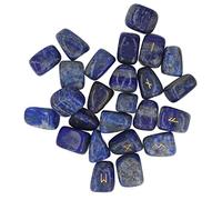 Xiuganpo Lot de 25 Pierres Runiques Naturelles Gravées pour la Méditation Divinatoire, Lettrage d'esprit Paisible pour Les Amis, la Famille, Cadeau (Lapis Lazuli)
