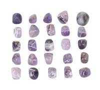 Xiuganpo Lot de 25 Pierres Runiques Naturelles Gravées pour la Méditation Divinatoire, Lettrage d'esprit Paisible pour Les Amis, la Famille, Cadeau (Violet)